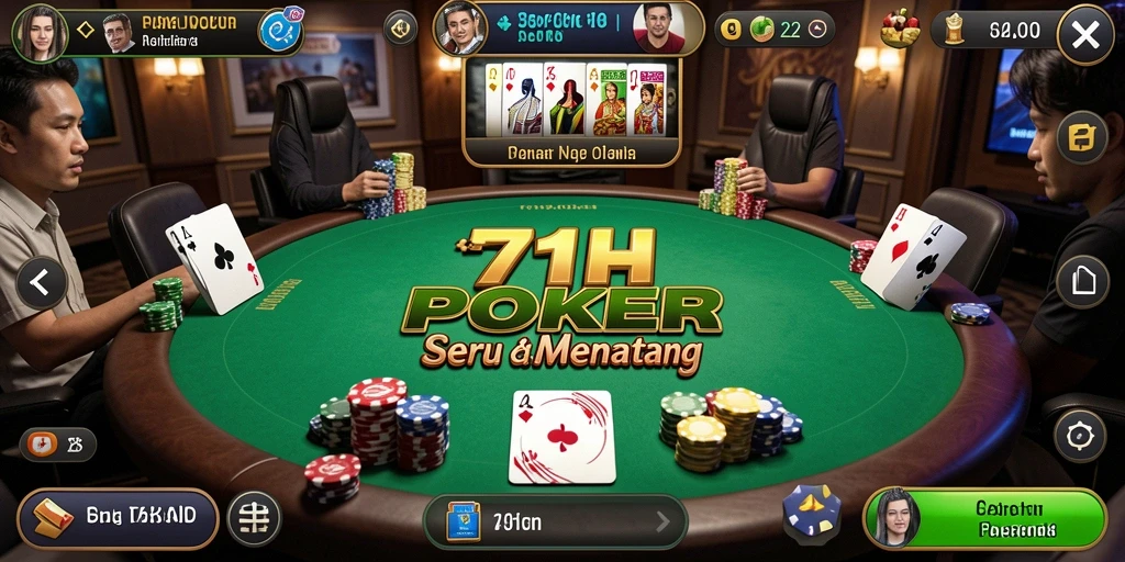 Tampilan gameplay 71H yang menegangkan dan kompetitif dalam permainan Poker.