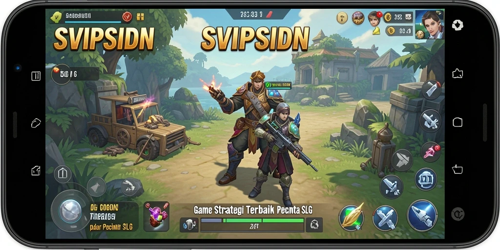 Screenshot gameplay SVIPSIDN menampilkan pertempuran epik dalam strategi SLG.